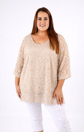 Sienna Lace Top in Beige 