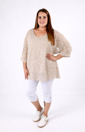 Sienna Lace Top in Beige 