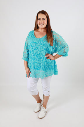 Sienna Lace Top in Blue 