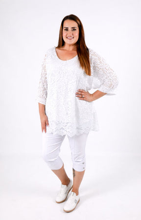 Sienna Lace Top in White 