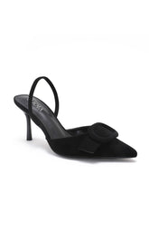 Sling Back Buckle Shoe in Black