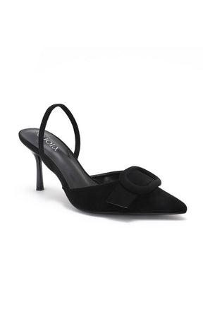 Sling Back Buckle Shoe in Black