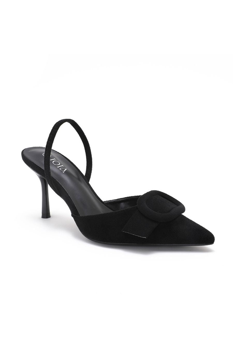 Sling Back Buckle Shoe in Black