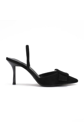 Sling Back Buckle Shoe in Black