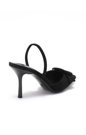 Sling Back Buckle Shoe in Black
