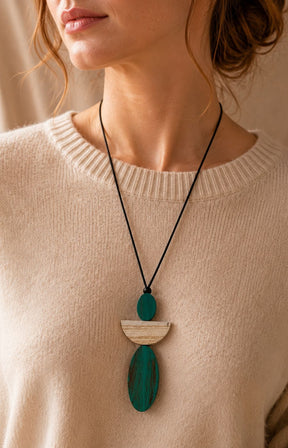 Sophie Angel Necklace in Teal 