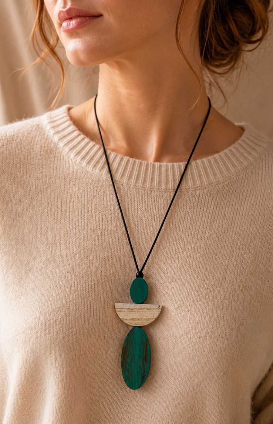 Sophie Angel Necklace in Teal 