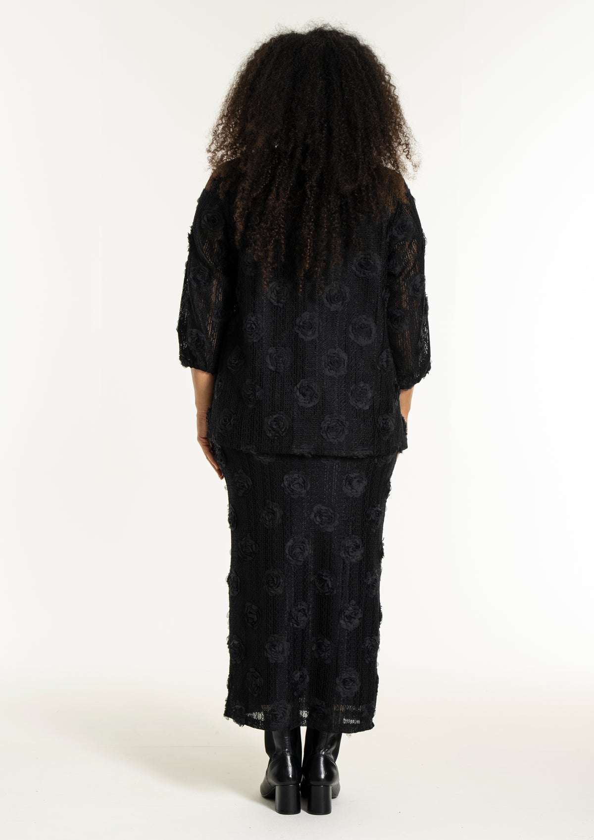 Studio Floral Applique Blouse in Black
