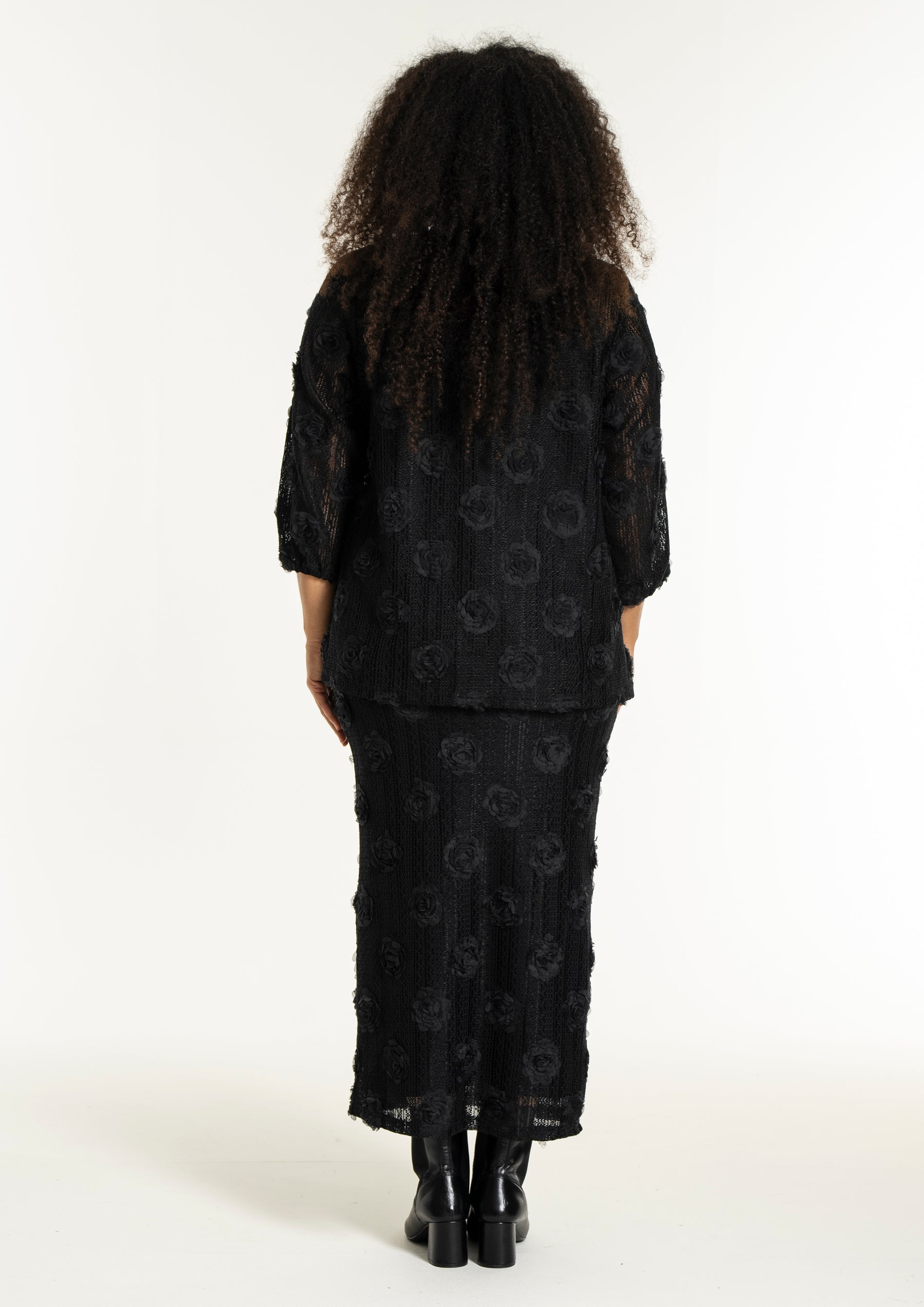 Studio Floral Applique Blouse in Black