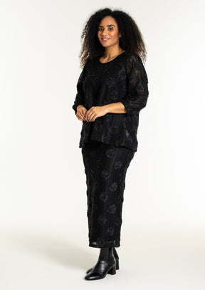 Studio Floral Applique Blouse in Black