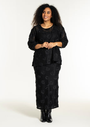 Studio Floral Applique Blouse in Black