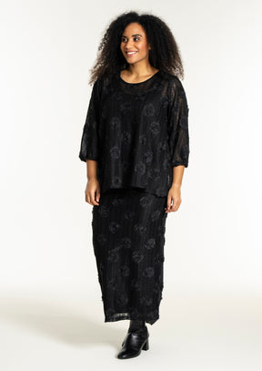 Studio Floral Applique Blouse in Black