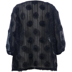 Studio Floral Applique Blouse in Black
