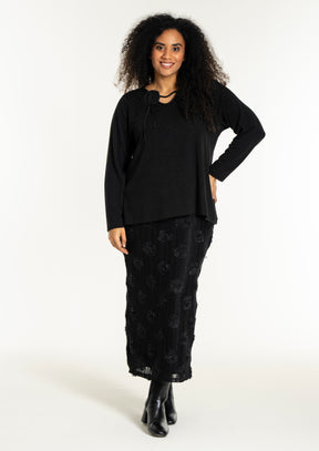 Studio Floral Applique Skirt in Black