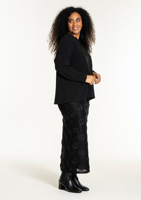 Studio Floral Applique Skirt in Black