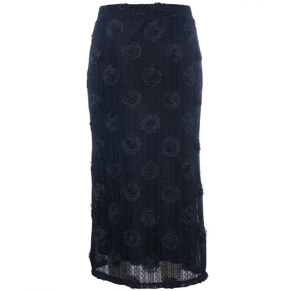 Studio Floral Applique Skirt in Black