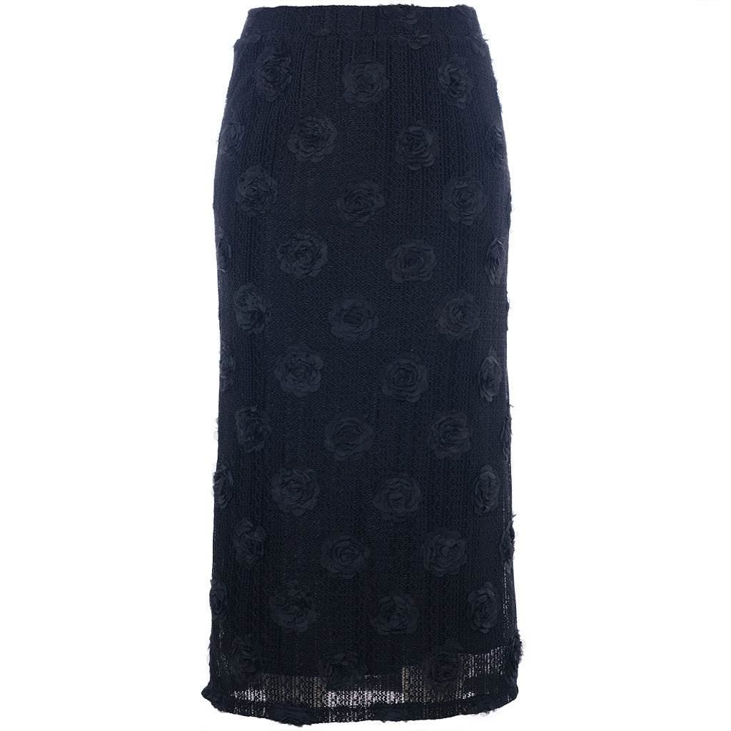 Studio Floral Applique Skirt in Black