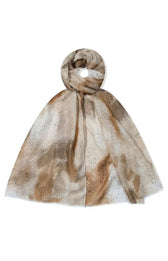Sue Scarf in Beige Ombre, a beige, glittering scarf with a marble design