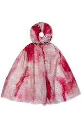 Sue Scarf in Pink Ombre, A pink marble design scarf with glitter