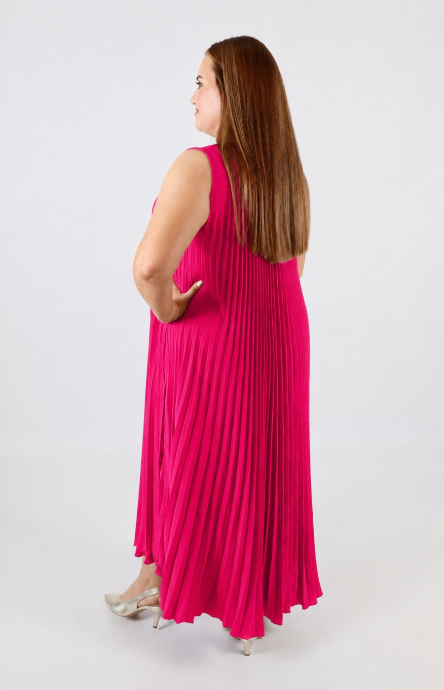 Summer Pleated Dress in Pink 