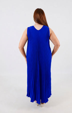Summer Pleated Dress in Royal Blue 