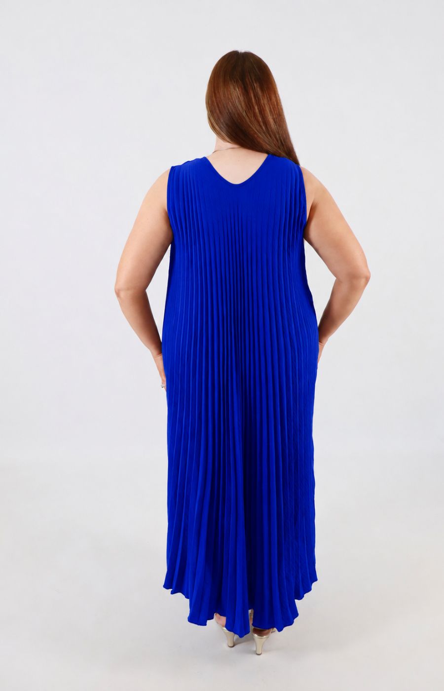 Summer Pleated Dress in Royal Blue 