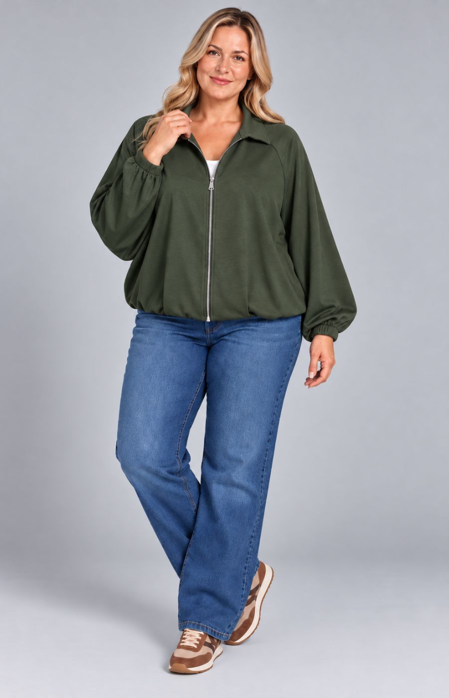 Suzi Bomber Jacket in Khaki 