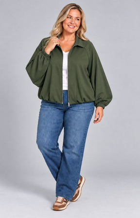Suzi Bomber Jacket in Khaki 