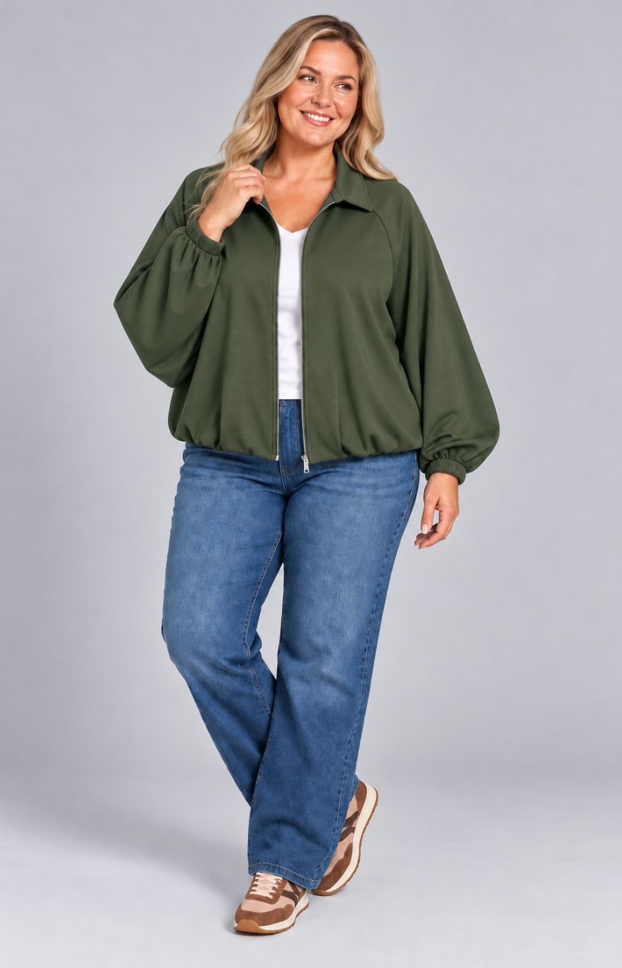 Suzi Bomber Jacket in Khaki 