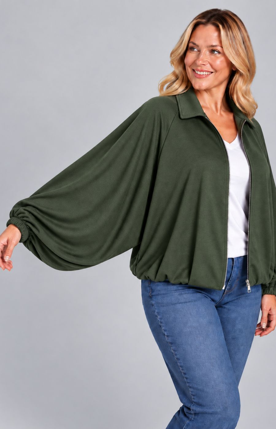 Suzi Bomber Jacket in Khaki 