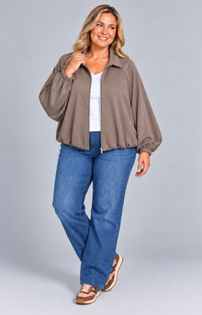 Suzi Bomber Jacket in Taupe 