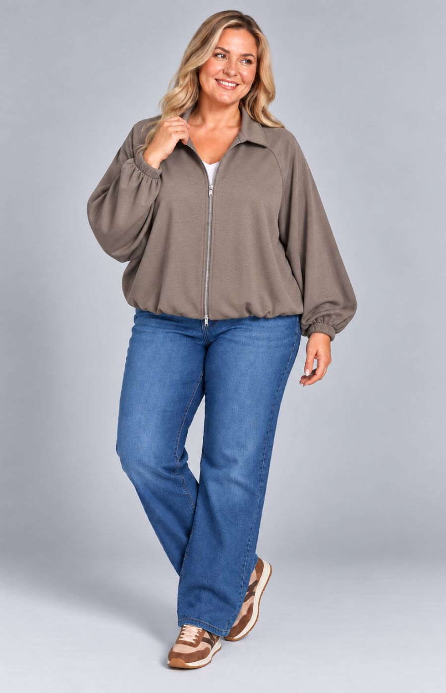 Suzi Bomber Jacket in Taupe 