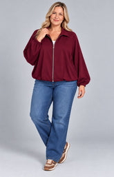 Suzi Bomber Jacket in Wine 