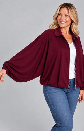 Suzi Bomber Jacket in Wine 