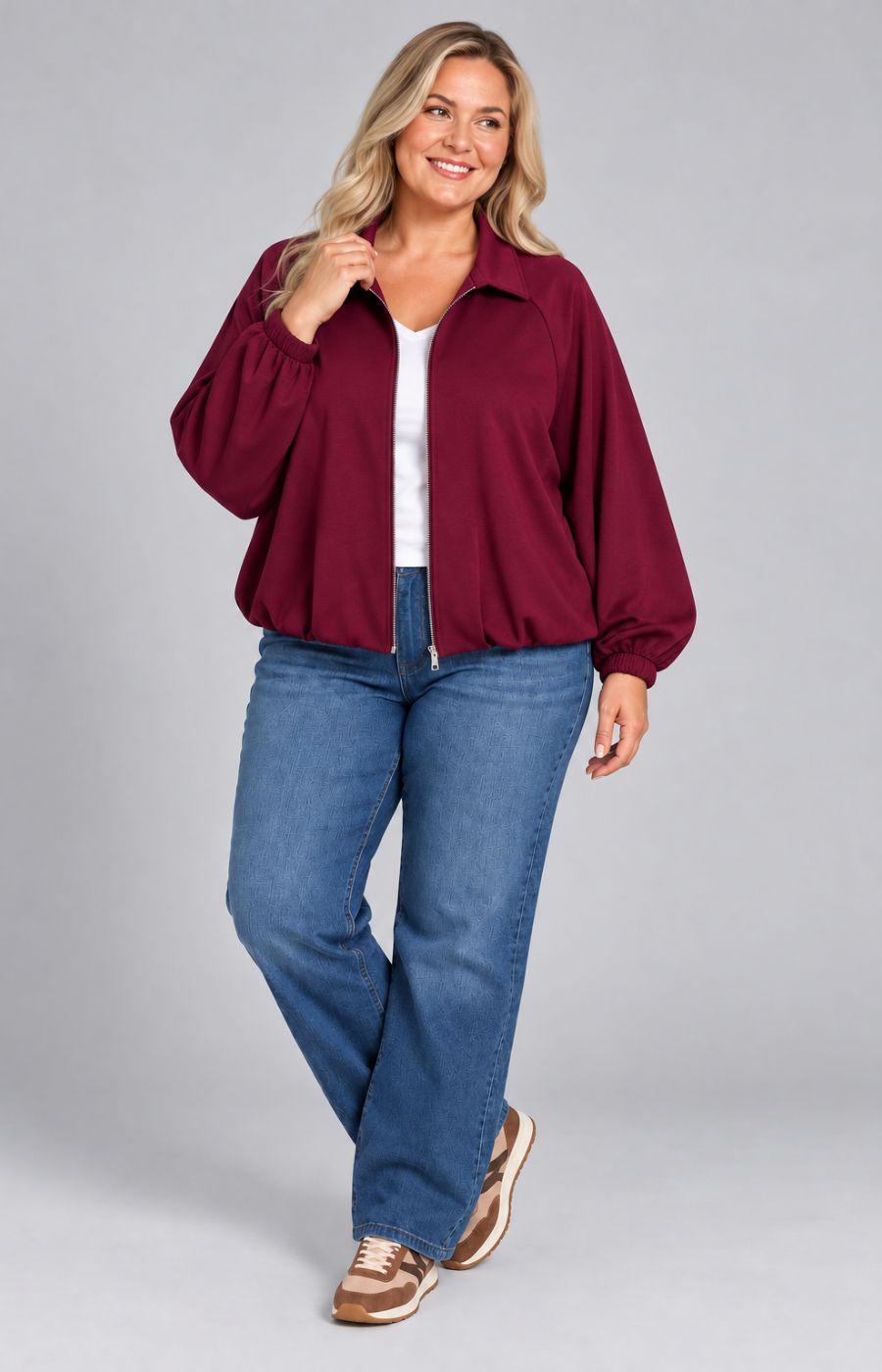 Suzi Bomber Jacket in Wine 