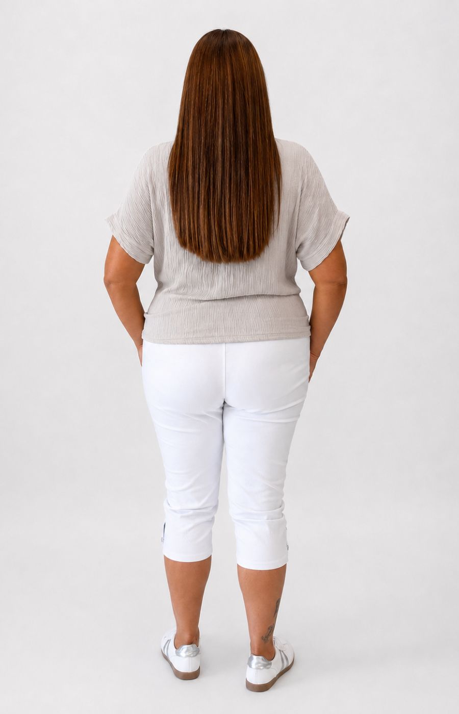 Sydney Crinkle Tie Blouse in Beige 