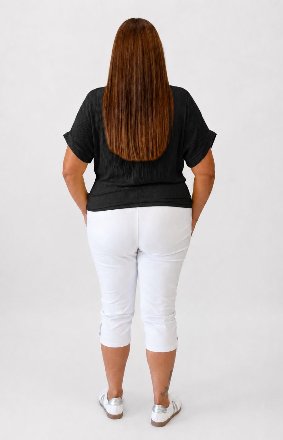 Sydney Crinkle Tie Blouse in Black 