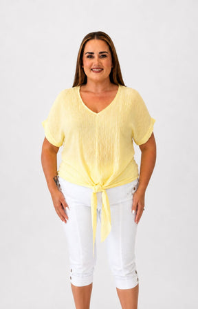 Sydney Crinkle Tie Blouse in Yellow 