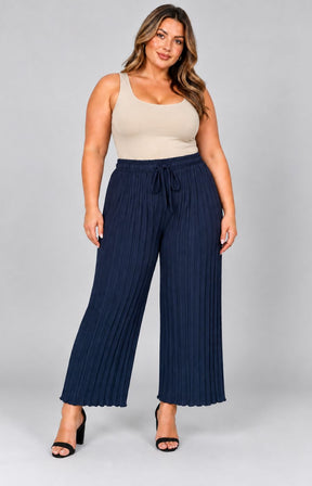 Tammy Pleated Trousers in Navy 