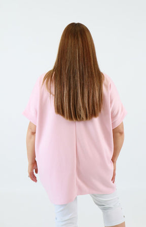 Tara Short Sleeve Sweater in Pink 