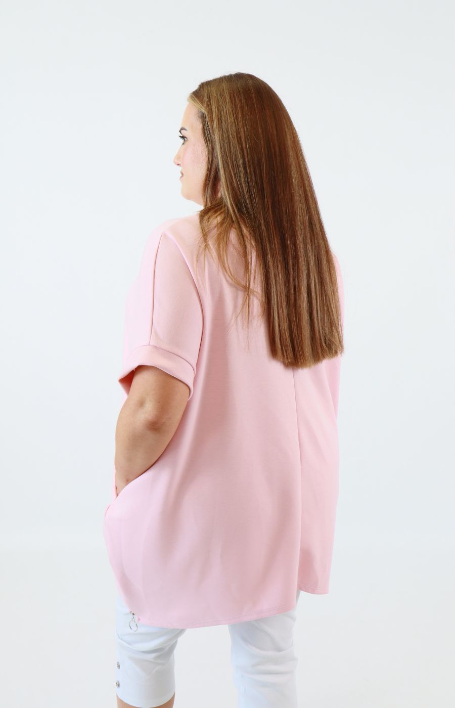 Tara Short Sleeve Sweater in Pink 