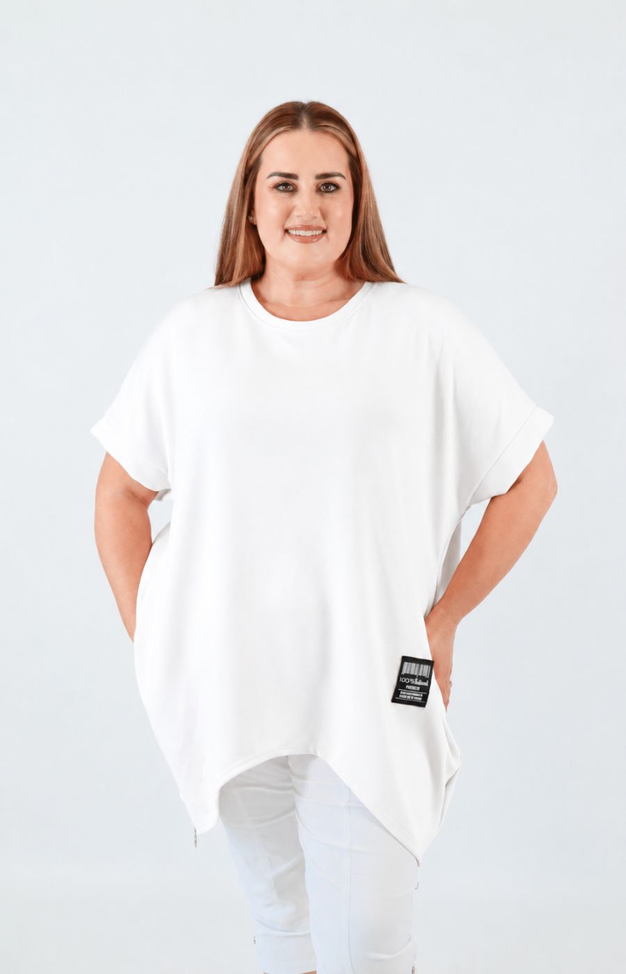 Tara Short Sleeve Sweater in White 