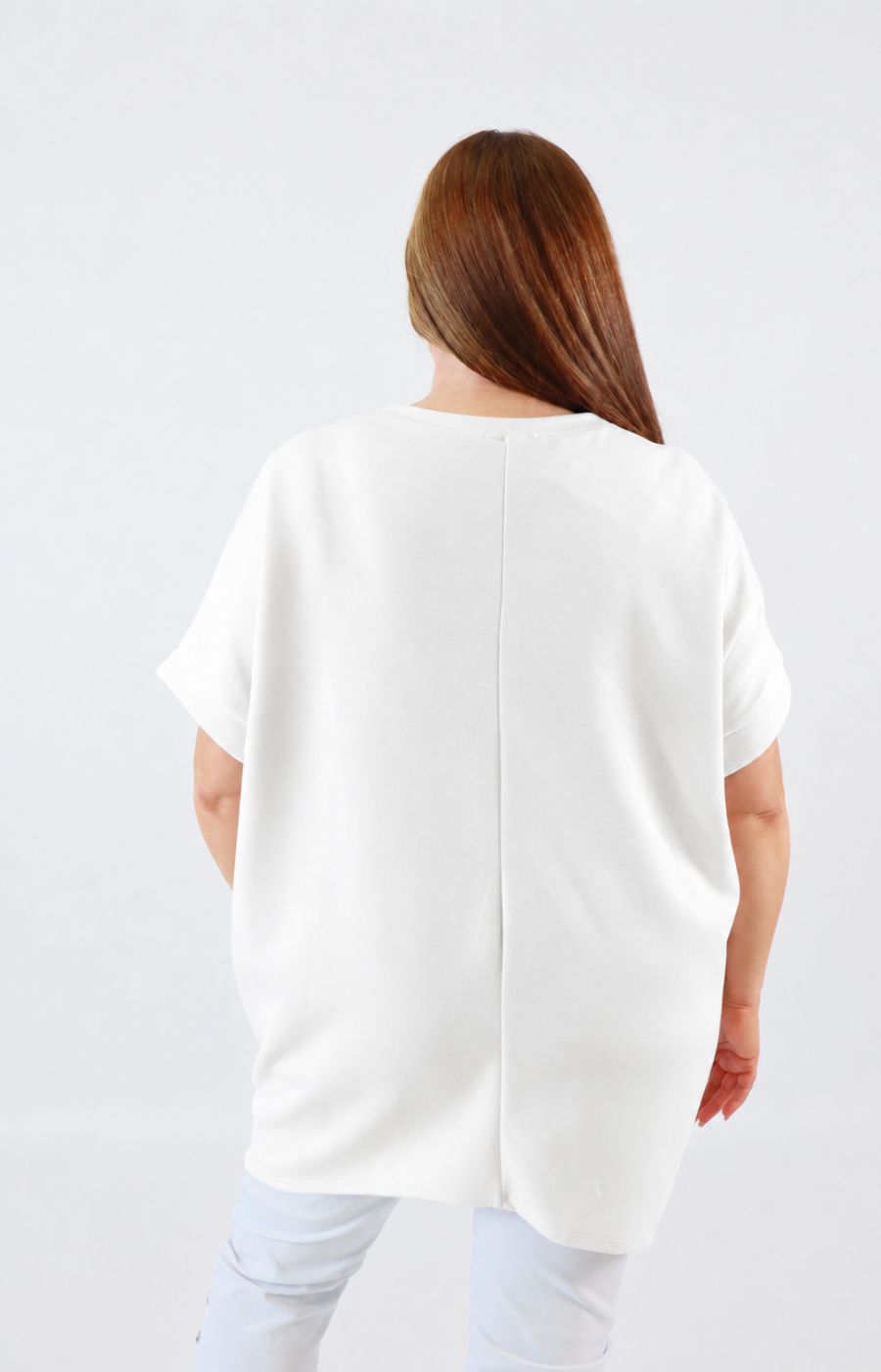 Tara Short Sleeve Sweater in White 