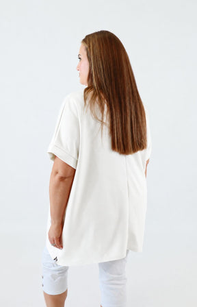 Tara Short Sleeve Sweater in White 