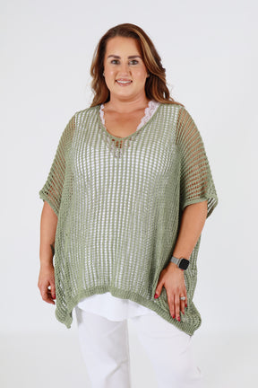 Tilly Crochet Top in Khaki