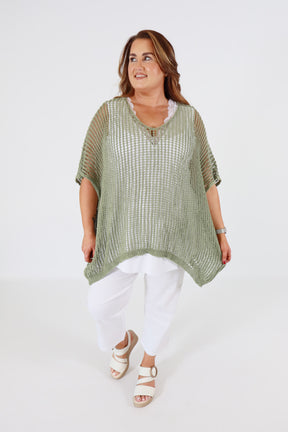 Tilly Crochet Top in Khaki