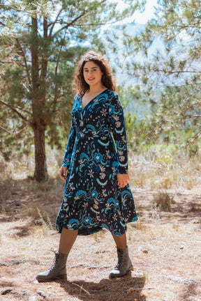 Floral faux wrap dress shop