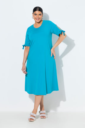 Ulla Popken A-Line Midi Dress in Turquoise 