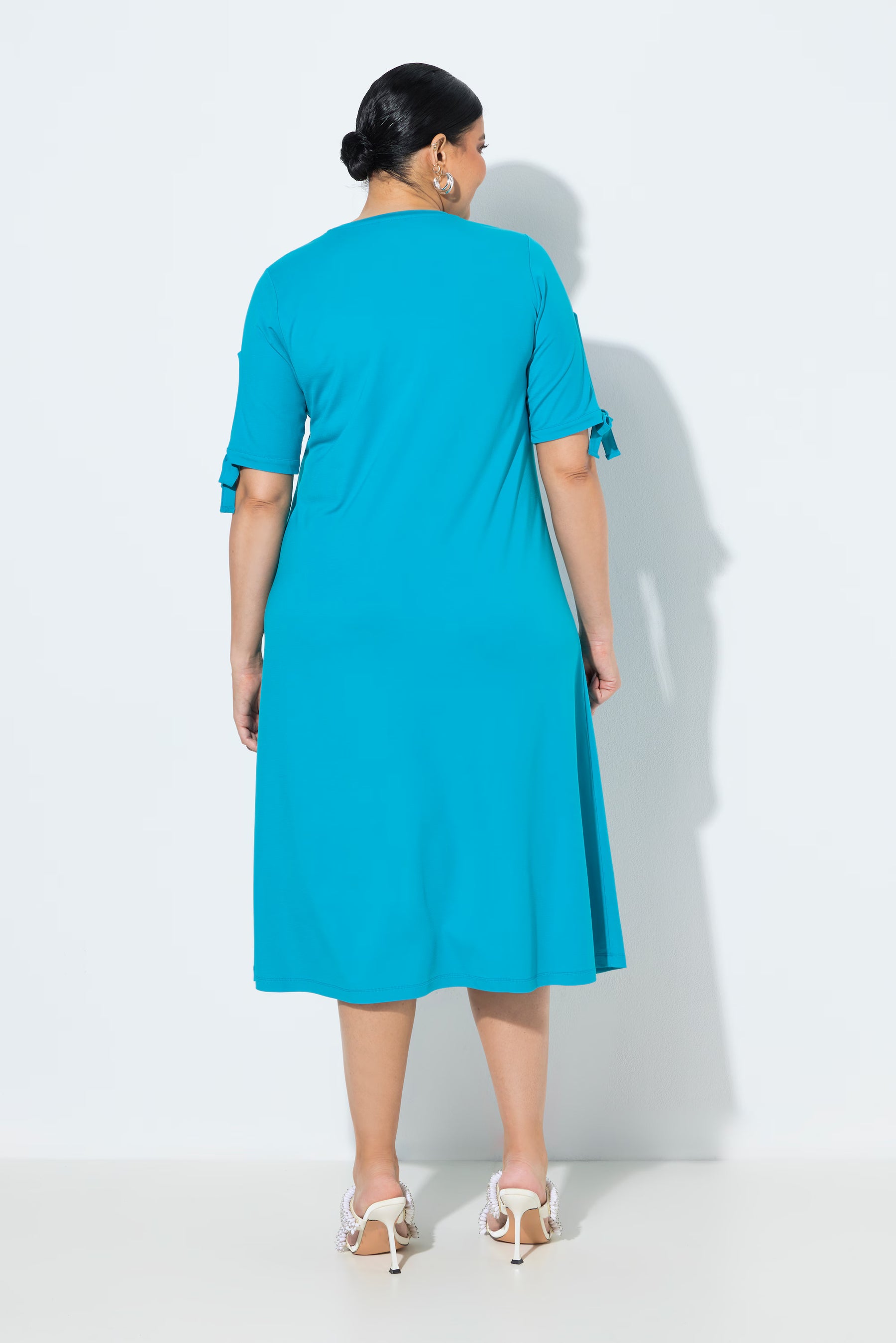 Ulla Popken A-Line Midi Dress in Turquoise 