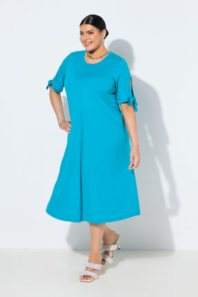 Ulla Popken A-Line Midi Dress in Turquoise 